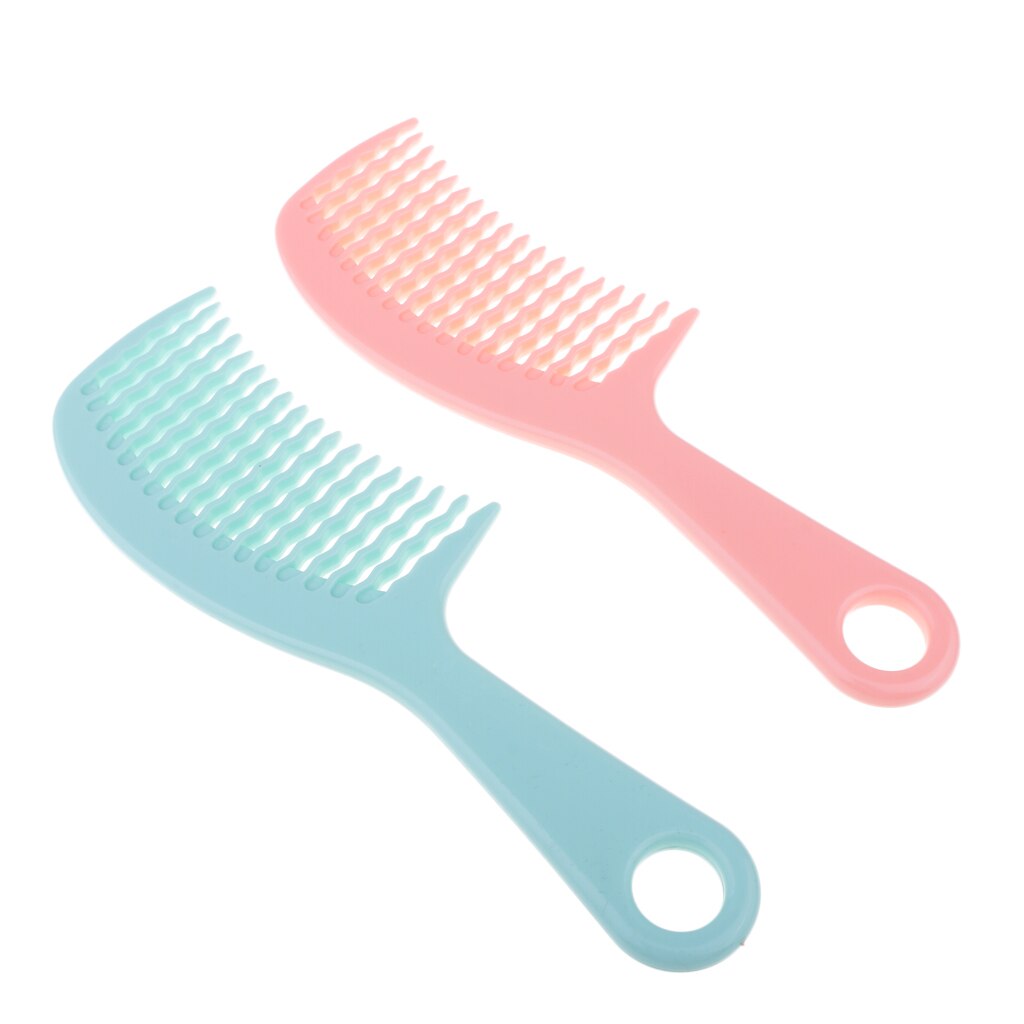 2 PCS Detangle Comb With Handle Curved Teeth Comb For Curly Hair Wavy Tooth