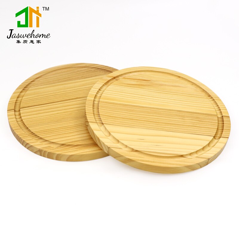 Jaswehome cheese boards pine wood round cutting board solid wood chopping block chopping board with juice groove