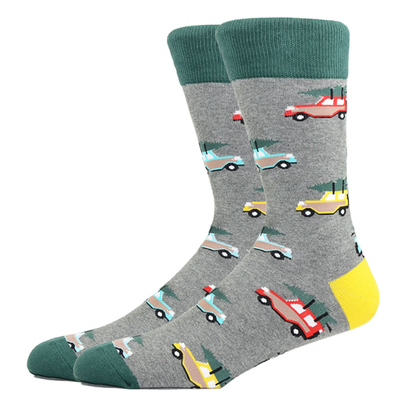 Chaussettes Harajuku pour hommes, motif de couleur artistique, hélicoptère, moto électrique, voiture en coton: CN11027-1