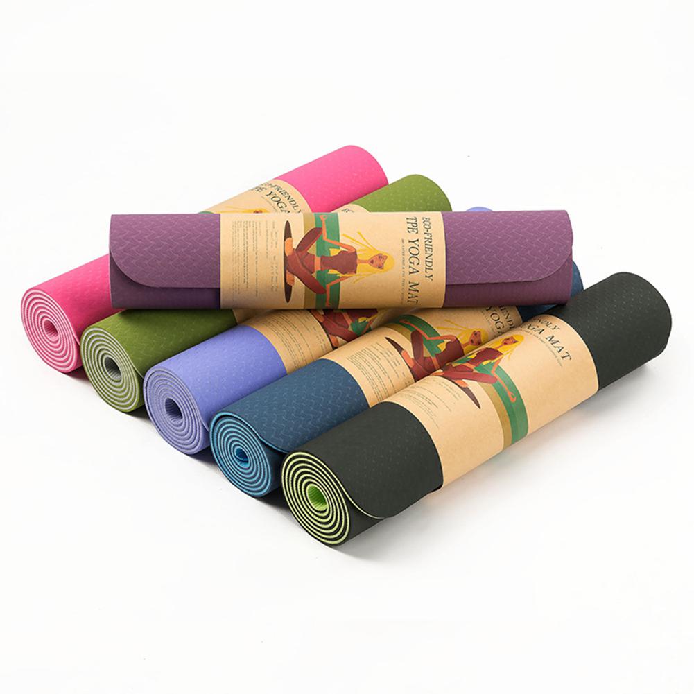 Yoga Mat 6mm Thick TPE - 183x61cm Non-Slip Dual-Color Fitness Pilates Gym Exercise Training Pad