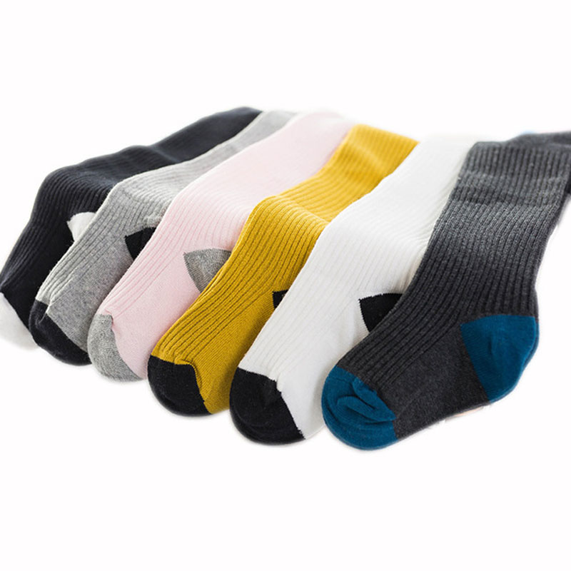 Pantis de algodón para bebé, medias deportivas de punto a juego de colores para primavera y otoño, cálidos, de ocio suave