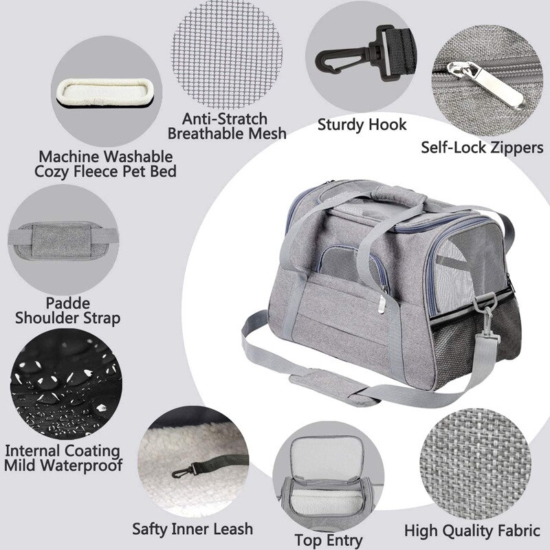 Pet Carrier Travel Cat Carrying Bag Portable Pets Backpack Breathable Car Safety Seat Cat Strap Multifunctional Foldable Pet Bag