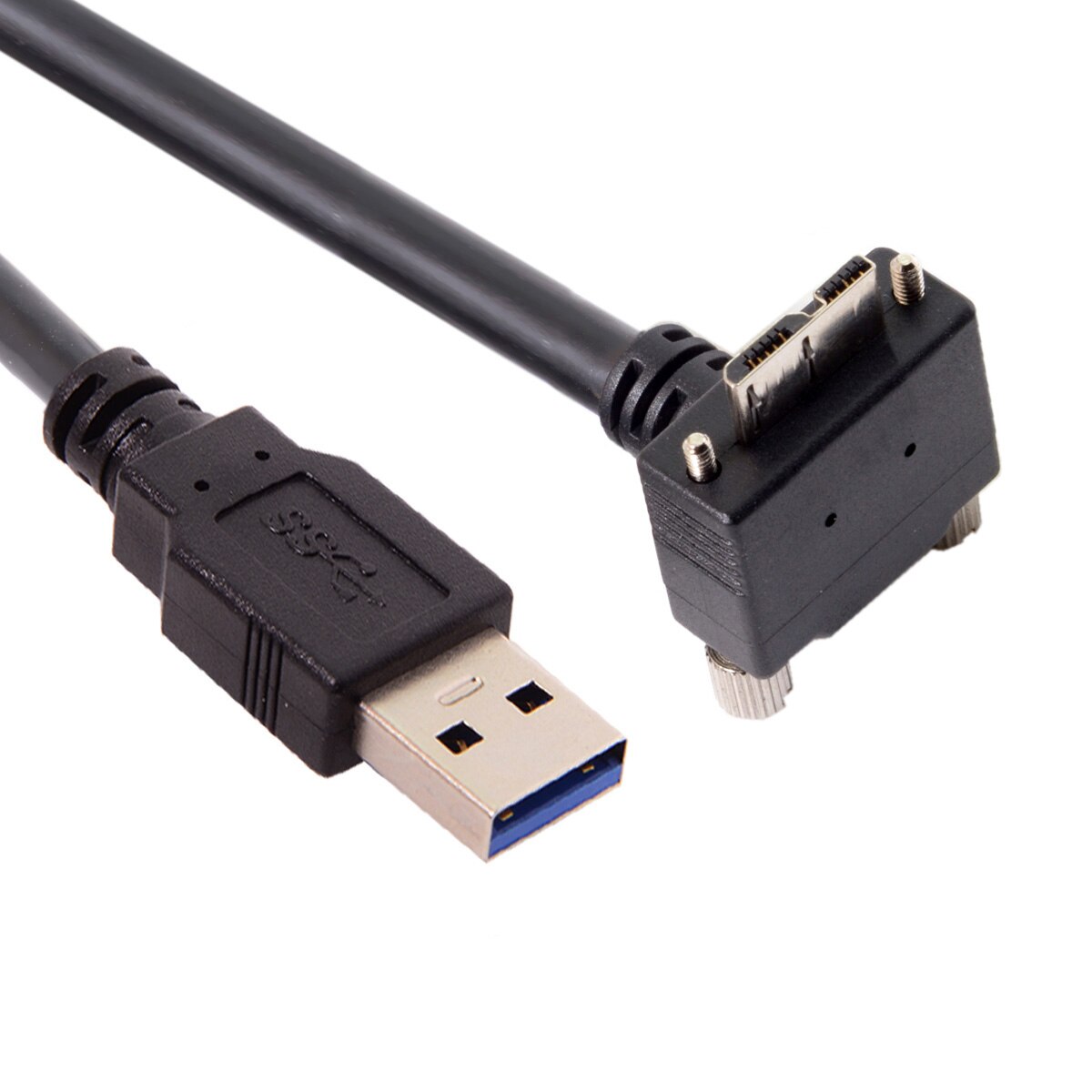 1.2m 90 Degree Down Angled Micro USB Screw Mount to 3.0 Data Cable for Industrial Camera