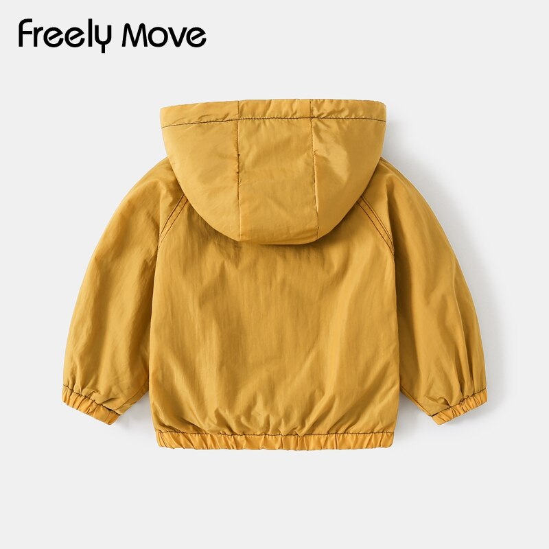 Freely Move Boys Jacket Children's Clothing Spring And Autumn Clothing Girls Soild Hooded Jackets Unisex Casual Outerwear