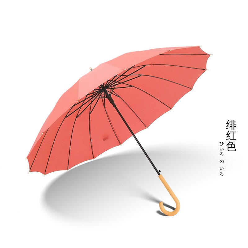 Long Handle Umbrella Parasol Dancing Umbrellas Wooden Handle Craft Women's Umbrella For Wedding Decoration: u red