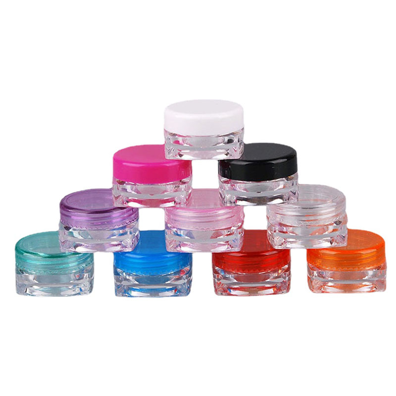 10 stuks 3g/5g lege vierkante plastic cosmetische proefpotjes, transparante potjes/flesjes, make-upcontainers geschikt voor gezichtscrème, lippenbalsem, knutselspullen en opbergartikelen.