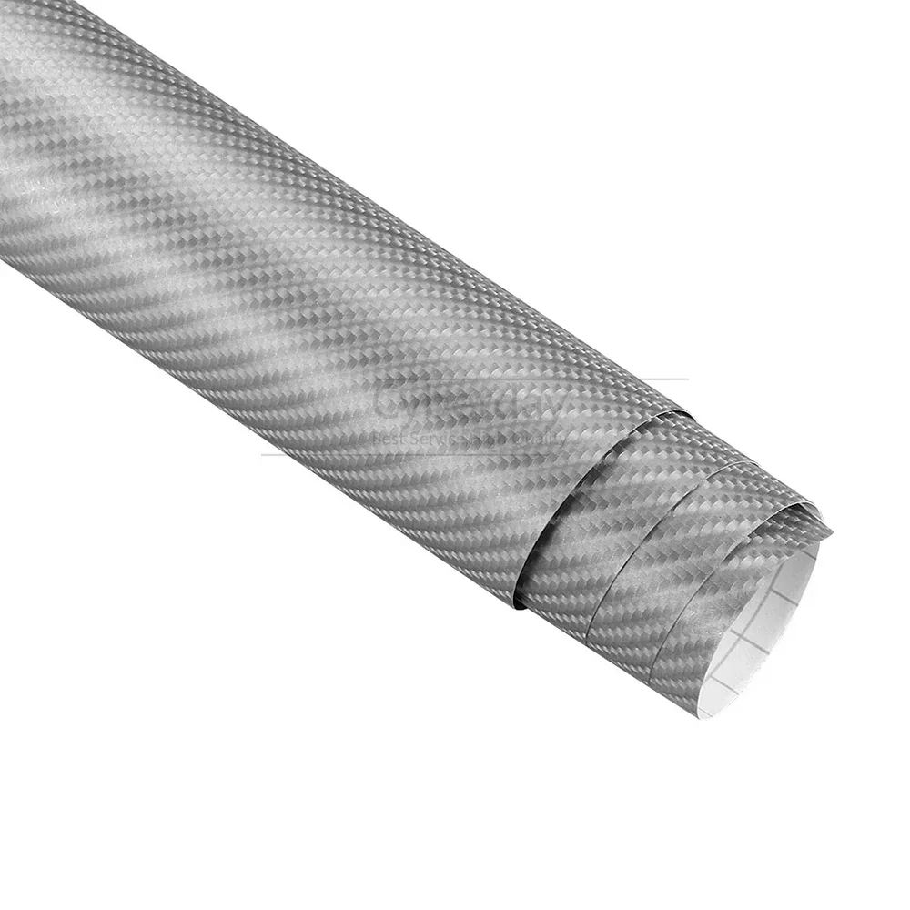Película de envoltura de vinilo de fibra de carbono para coche, 3M, bricolaje, estilo automático, pegatinas gruesas 4D para coche, impermeables con burbujas sin aire, 100mm x 1520mm: Plata
