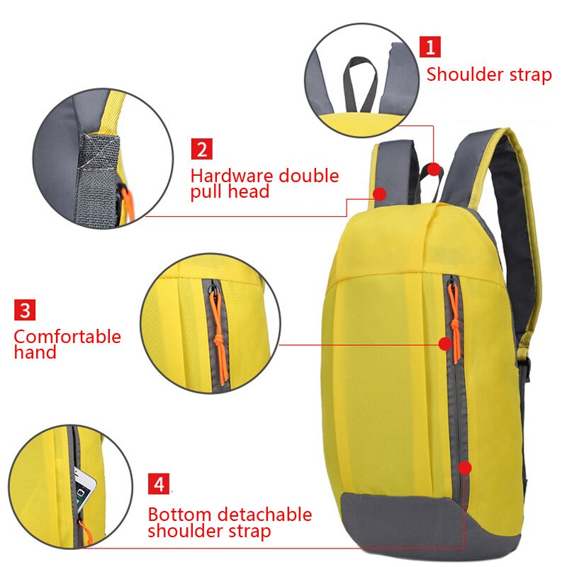 10l mænds ultralette folde rygsæk, vandtæt kvinder sports rygsæk, udendørs vandring camping børn klatring lille taske