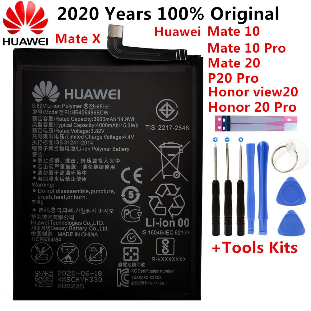 Hb436486 ecw alkuperäinen puhelimen akku huawei mate 10 /10 pro / mate 20 /p20 pro / honor view 20 4000 mah akkuun