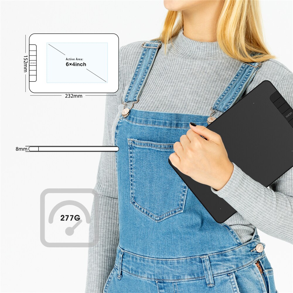 VEIKK VK640 6 x 4 inch OSU Tablet Digital Drawing Writing Pad Graphic Pen Tablet with Battery-Free Pen 8192 Levels