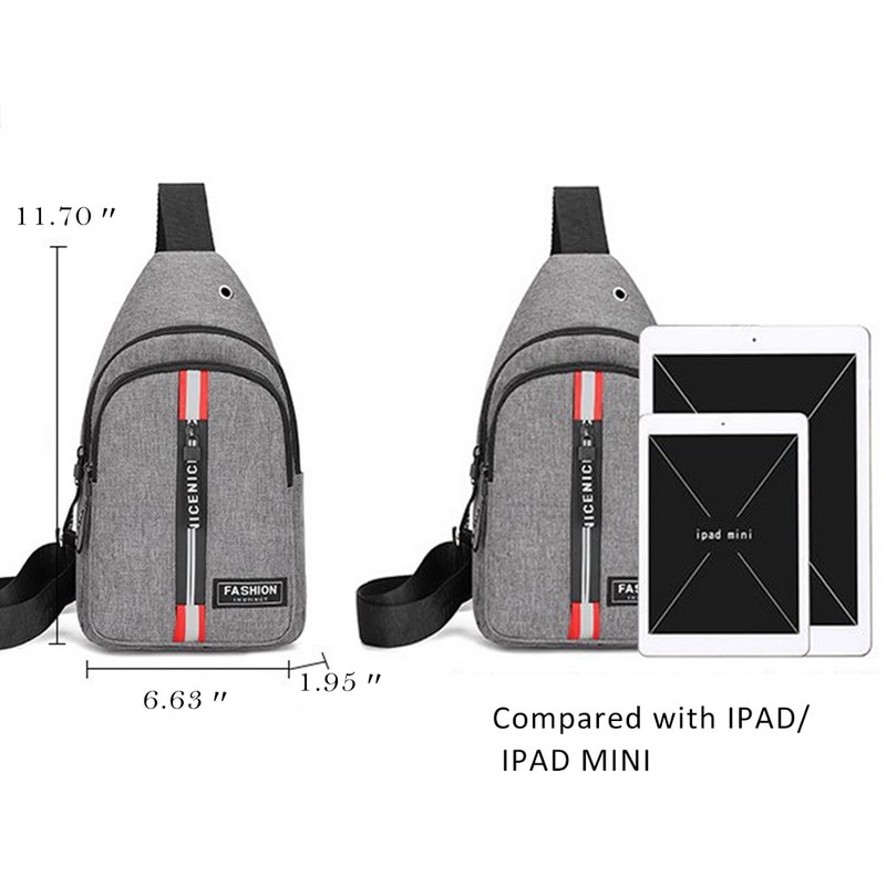 HEFLASHOR décontracté hommes poitrine Pack sacs à bandoulière mâle USB charge sac à bandoulière grande capacité sac de messager