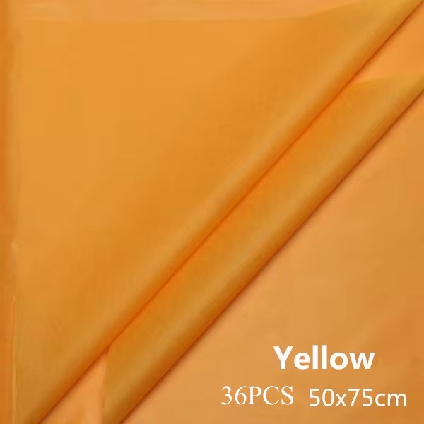 36Sheets DIY Tissue Paper 50x75cm Flower Packing Wrapper Bouquet Wrapping Paper Craft Paper Scrapbook Floral Wrapping: Yellow