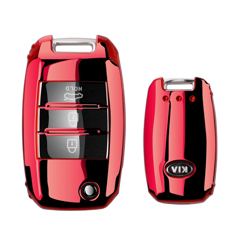 Tpu bil fjernbetjening nøgle fuld cover nøglering til kia  k2 k3 k4 k5 rio ql ceed sorento cerato sportage auto key protect shell cover: Kun rød sag