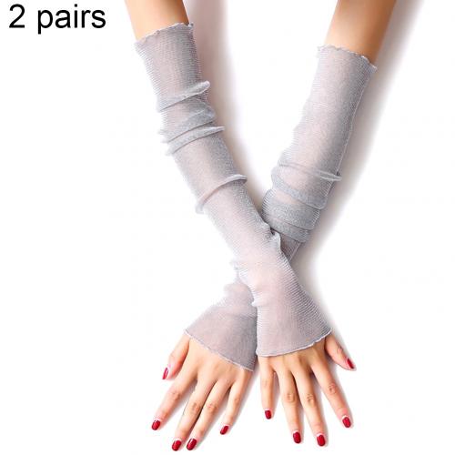2 Pairs Zomer Arm Mouwen Vrouwen Mannen Arm Cooling Mouwen Arm Been Mouwen Outdoor Zon Bescherming Vingerloze Handschoenen Arm Mouwen: Light Grey