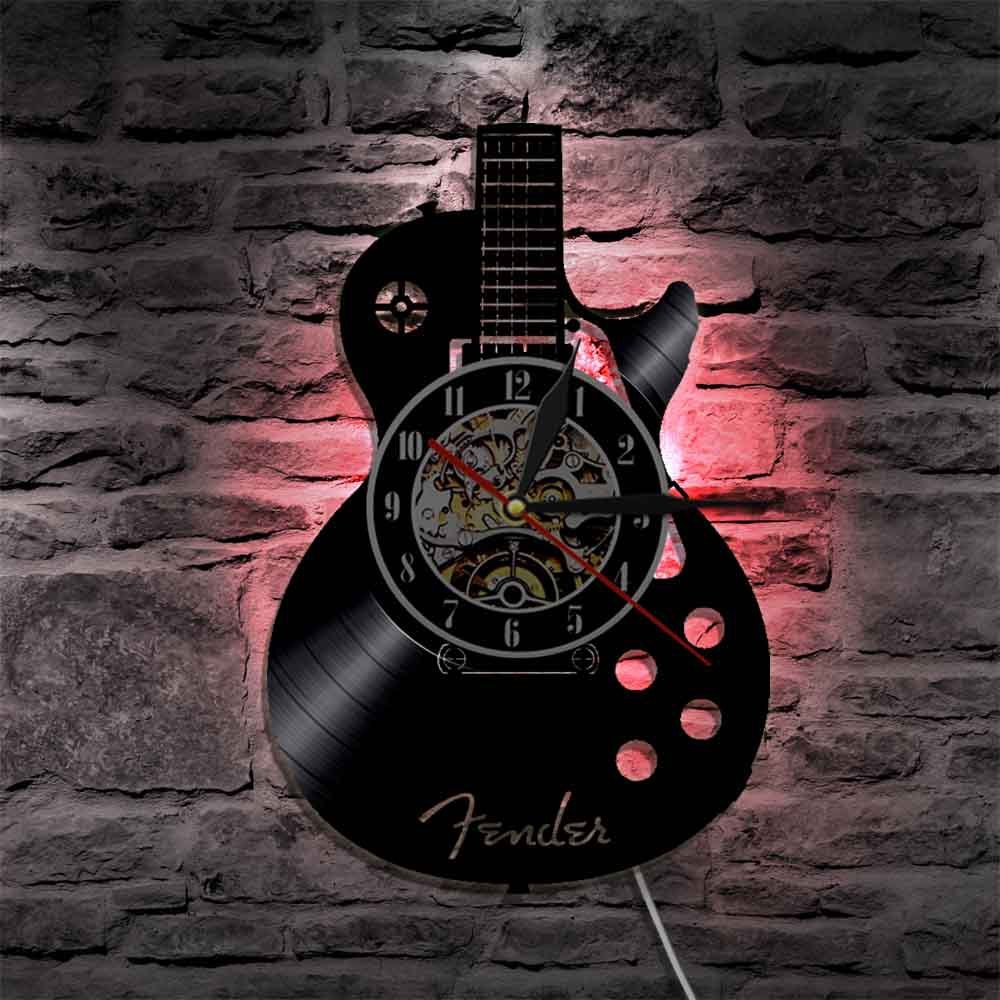 1pc väggklocka snygg dekorativ väggklocka vinylskiva väggklocka gitarrform väggklocka