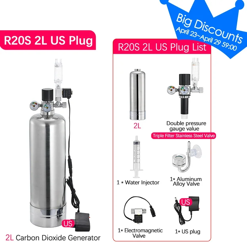 DIY Kooldioxide Reactor Kit Aquarium Fish Tank CO2 Generator RVS Cilinder Generator Systeem voor Aquatische Plant Vis