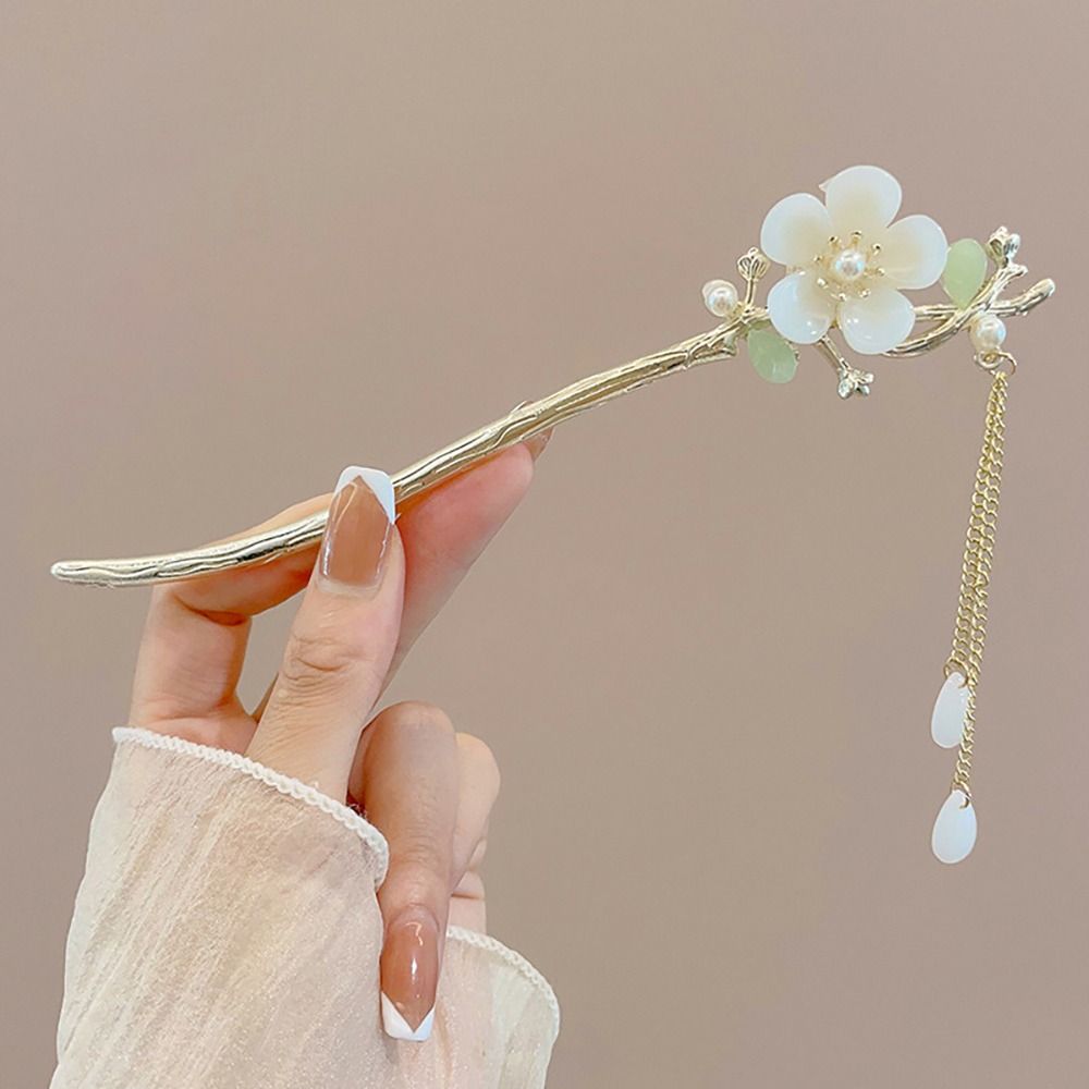 Horquilla de estilo chino para mujer, horquilla de linterna de loto antigua, palo de borla de flores para el cabello, accesorios para el cabello: Azul cielo