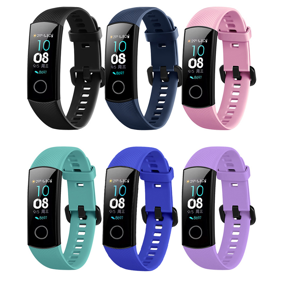 Pulseira de silicone para huawei honor band 4, cinta de relógio de silicone para huawei honor band 4 e 5 de filme de versão padronizado, acessório de pulseira esportiva acessório