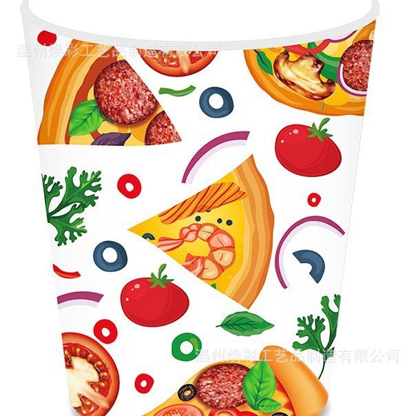 Cartoon Pizza Food Party Wegwerpservies Sets Verjaardag Barbecue Camping Borden Kopjes Servetten Baby Shower Party Picknick Decor: Mintgroen