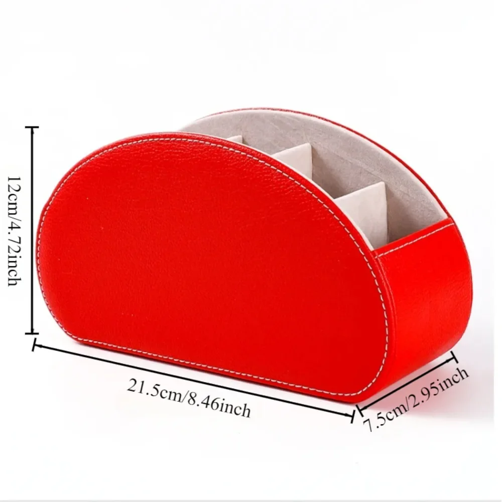 1PC Multifunctional 5 Grid Desktop PU Leather Organizer Remote Control Storage Box Cosmetics Makeup Brush Holder Sundries Stand