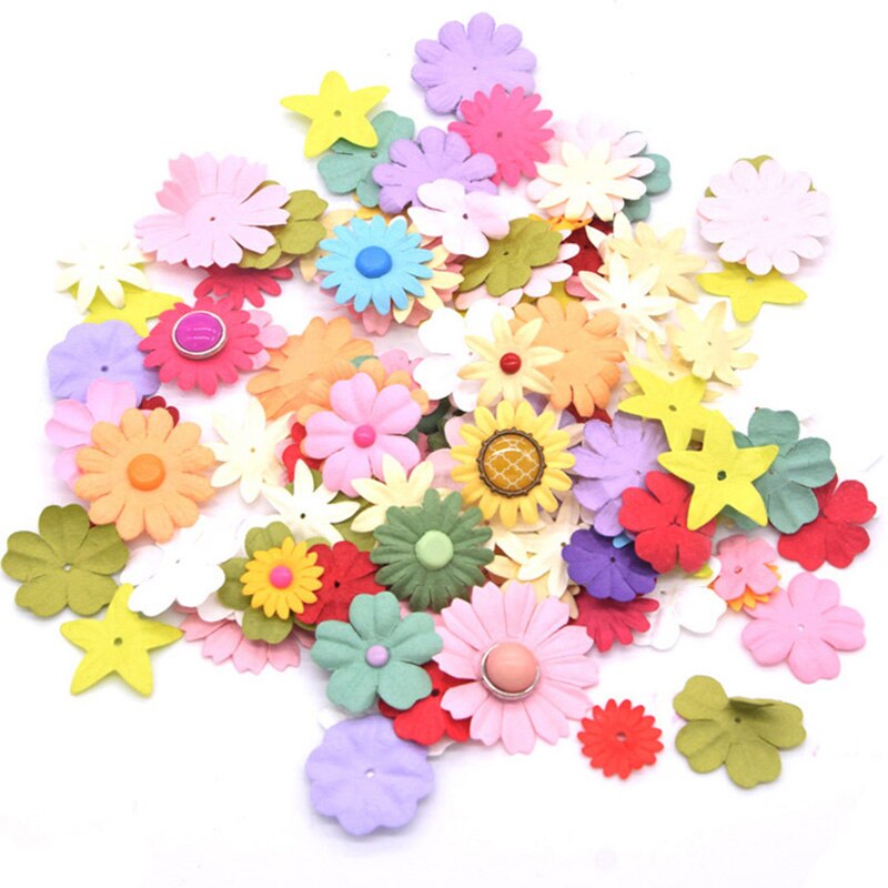 Small Paper Flower DIY Cards Craft Decoration Scrapbook Embellishment: Flower and Brads