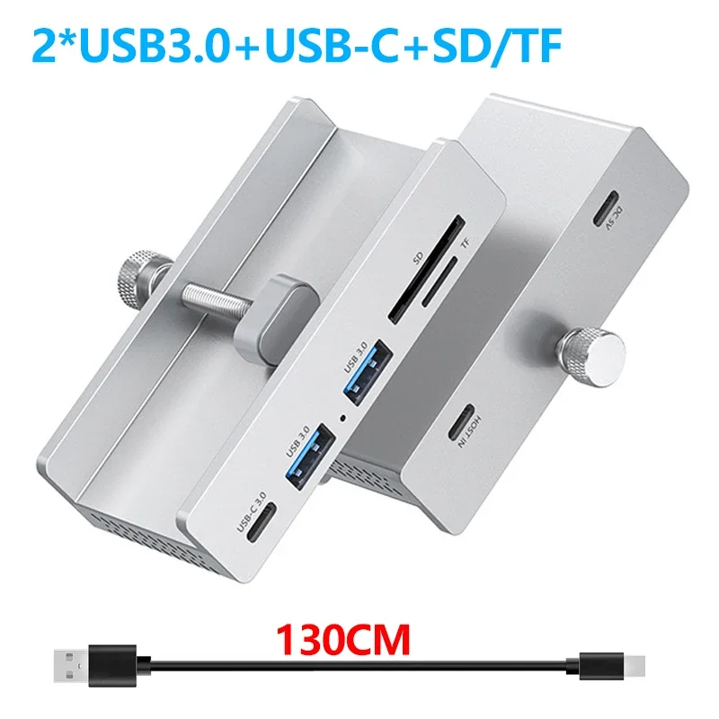 10Gbps USB HUB Clamp USB3.2/3.0/2.0 Splitter Adapter for IMac Macbook Lenovo Desktop PC Accessories Usb Extension Hub Clip: Blue
