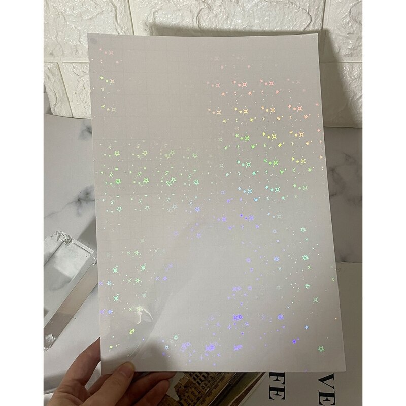 5 Sheets 8.27X11.69Inches Gebroken Glas Holografische Premium Koud Gelamineerd Film Glitter Laminaat Overlay Voor Stickers