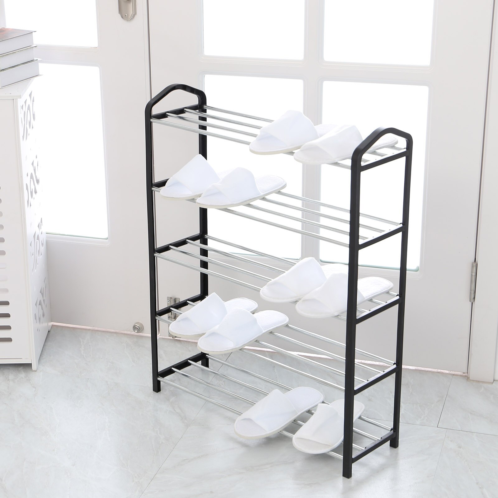 3/4/5 Tiers Modern Shoe Rack Shoe Hanger Solid Room Organizer Multi-layer Shoes Shelf Multi-functional Bedroom Storage Household
