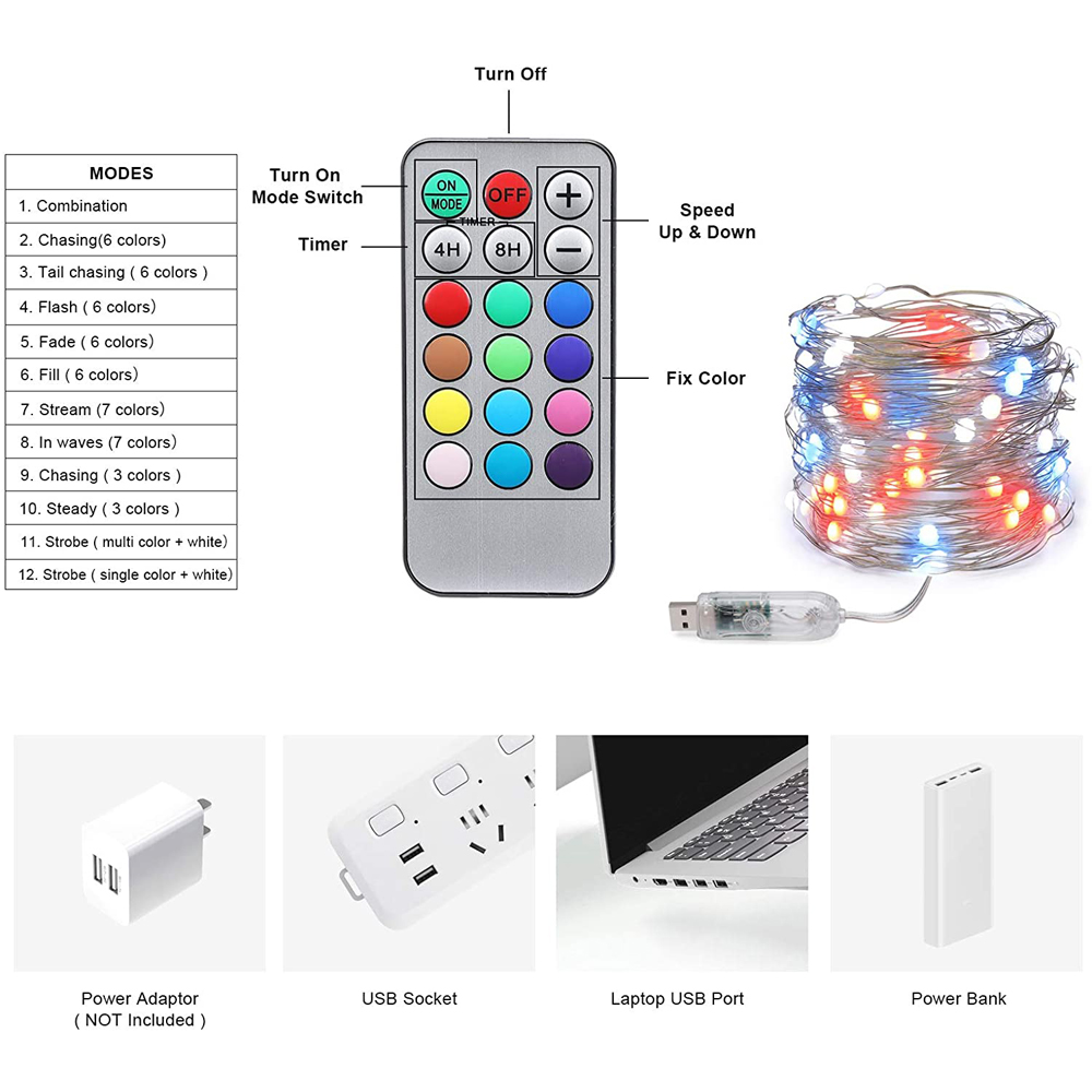 10M 20M 5V USB SK6812 LED String Christmas Lights For Bedroom WS2812B RGB Led Pixel Light Full Color Addressable Individually