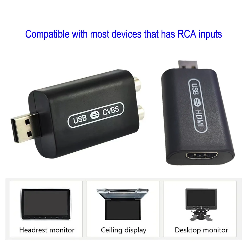 USB Interface Zu RCA Video Out Adapter Verbinden Kopfstütze Monitor Für Android System Auto Radio Multimedia AV Ausgang Player Video