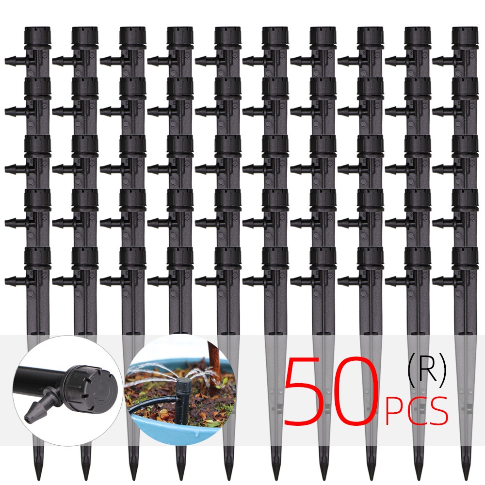 Drip Irrigation System 1/4" Hose 180 Degree Adjustable Sprinkler Kit 4-Way Garden Watering Inserting Ground Micro Flow Dripper: R