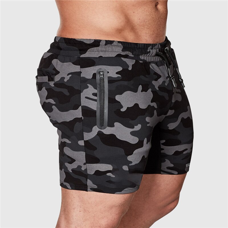 Short de Camouflage noir avec poches et fermeture éclair pour hommes, vêtement de Sport décontracté, Style d&#39;été, pour la plage, 2022