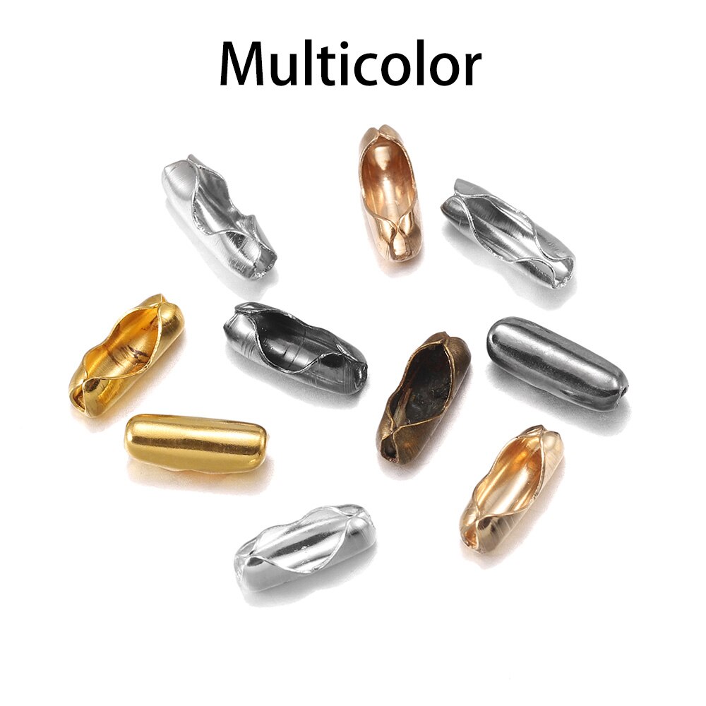 200pcs/lot Diameter 1.5/2/2.4/3.2 mm Ball Chain Connectors Clasps Connectors For DIY Jewelry Findings Making Supplie: 2.4mm / Multicolor