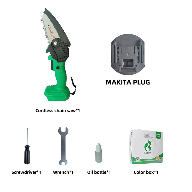 Elektrische Mini Kettensägen Rebschnitt Kettensäge Cordless Garten Baum Bush Cuttting Trimmen Sah Für Holz Schneiden Mit Lithium-Batterie: Bare metal Color Box / EU