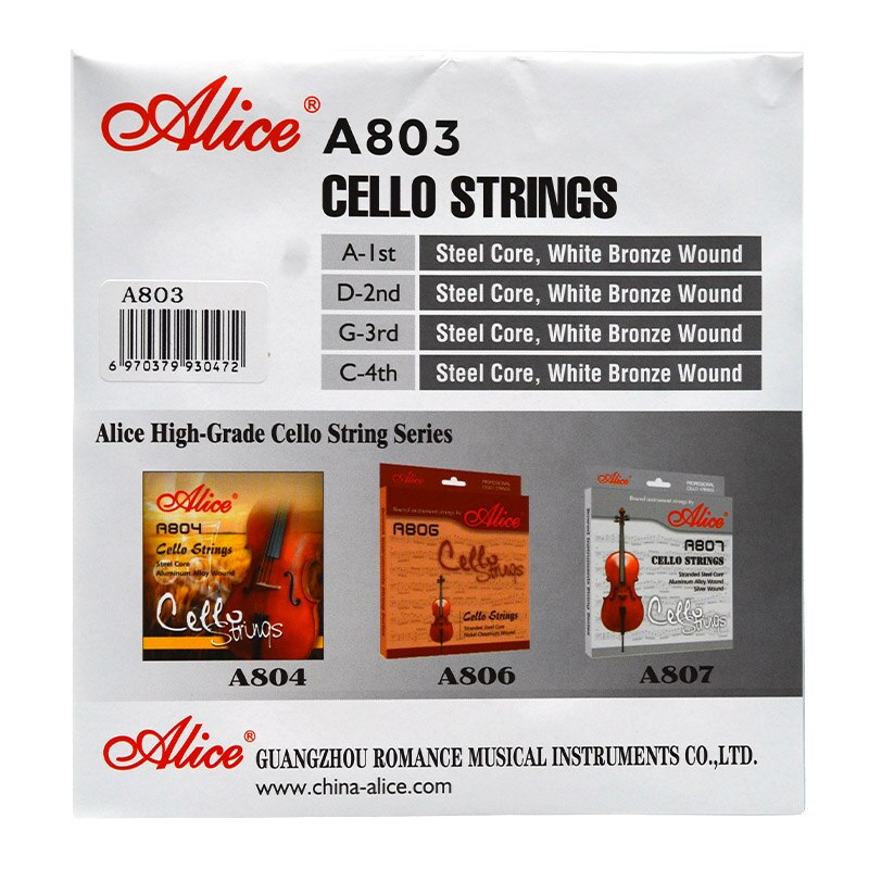 Alice A803 Cello Strings Steel Core Nickel Silver Wound 1st-4th Strings