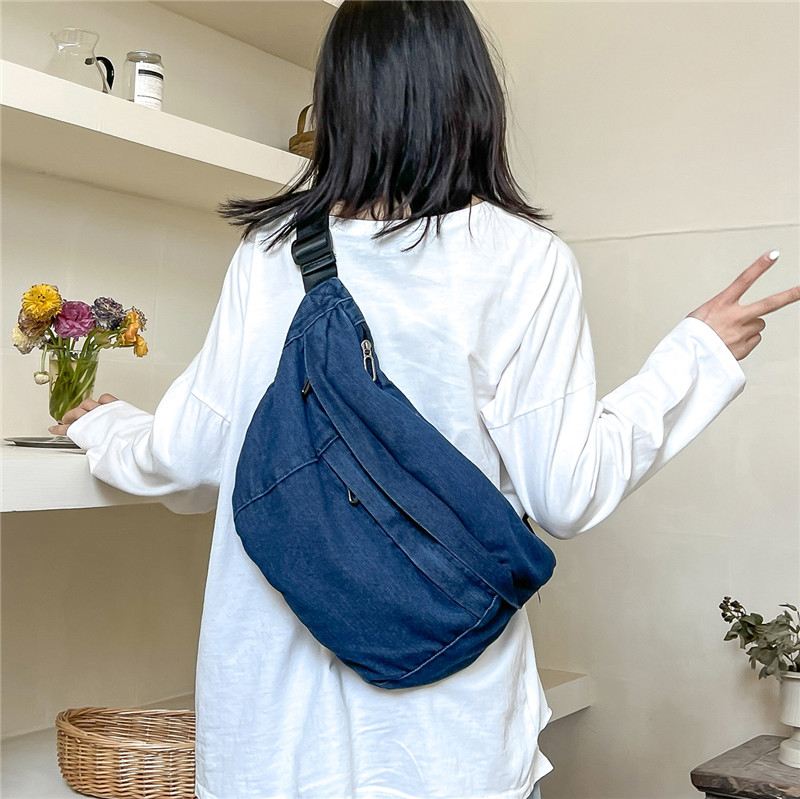 Damentaschen im Angebot 2023, hochwertige, vielseitige Denim-Hüfttaschen für den Herbst, einfache, trendige, leichte und lässige Brusttasche