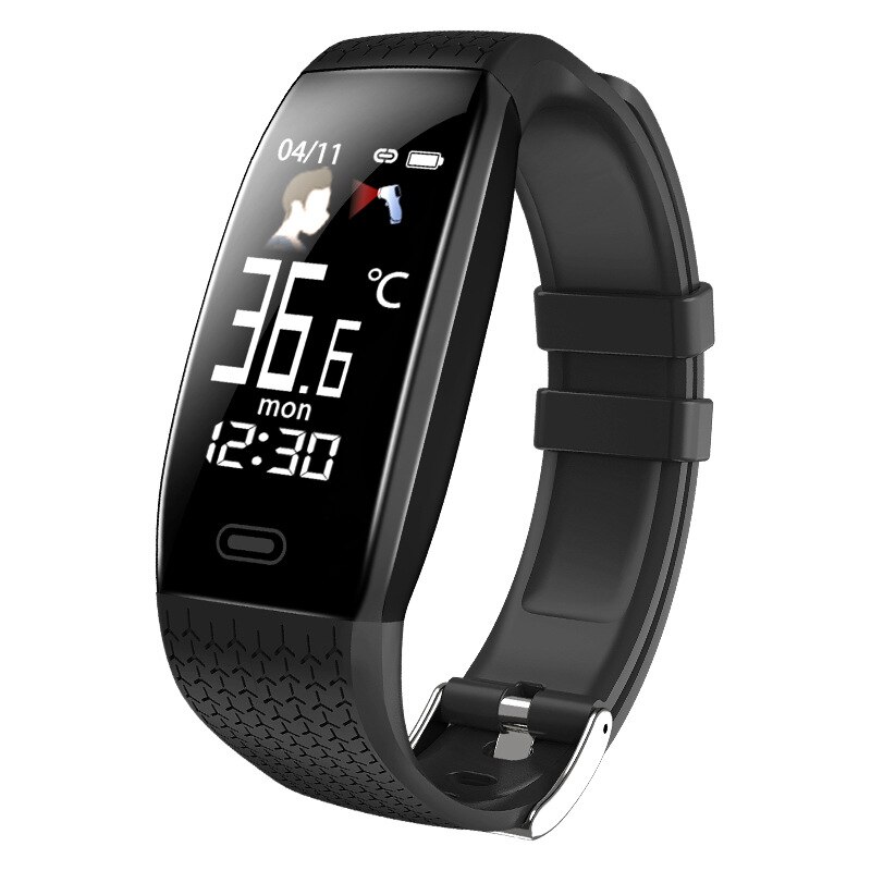ZK30 T5 Lichaamstemperatuur Monitor Smart Horloges Fitness Polsband Druk Meting Hartslagmeter Fitness Trackers: Black
