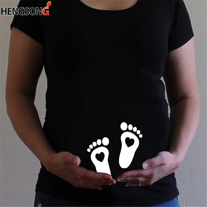 Gravid barsel t-shirts afslappet graviditet barsel tøj tees kortærmet enkel stil o-hals t-shirt toppe