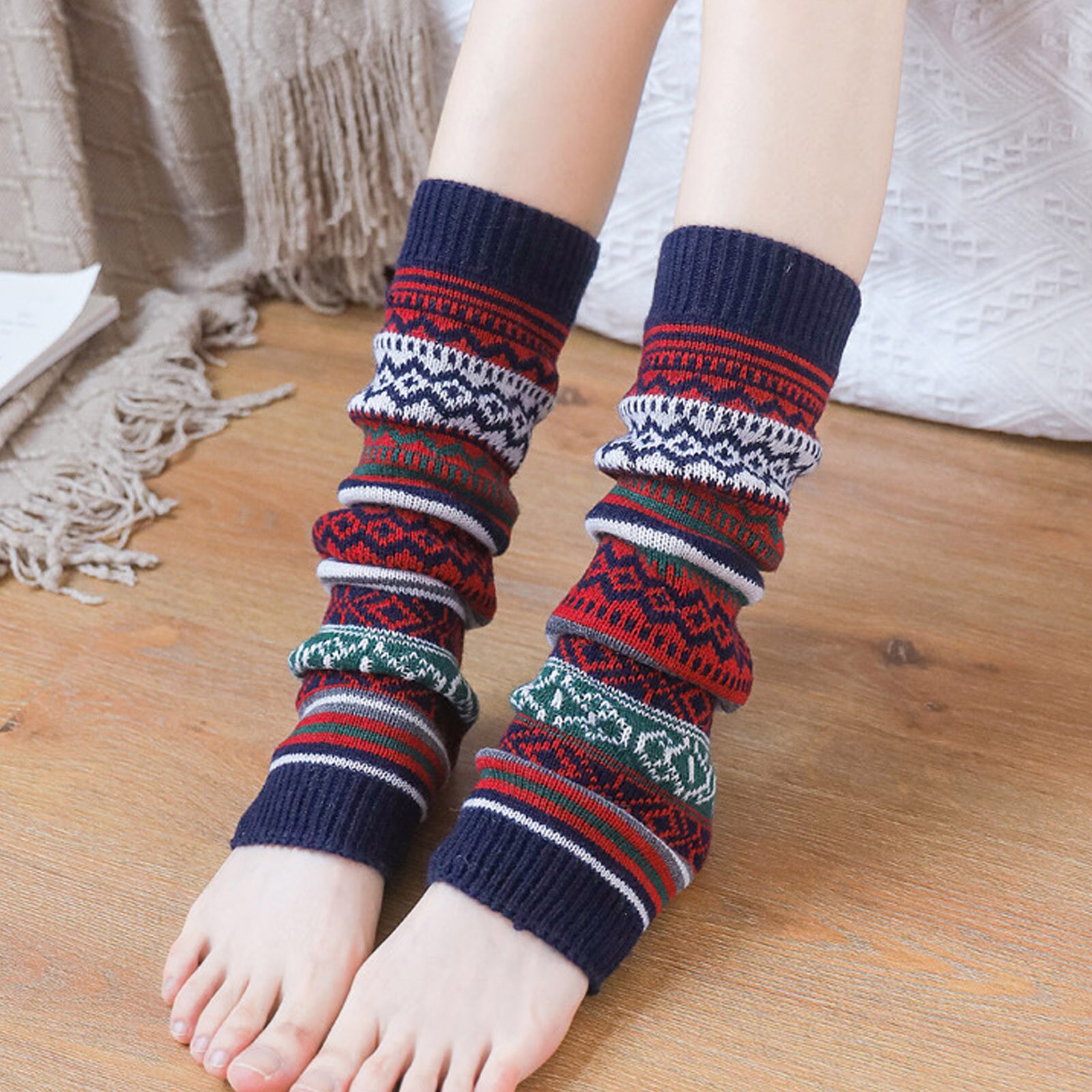 Womens Harajuku Retro Beenwarmers Mode Winter Gebreide Sokken Haak Gebreide Beenwarmers Vrouwelijke Legging Knie Hoge Sokken #3: Navy 