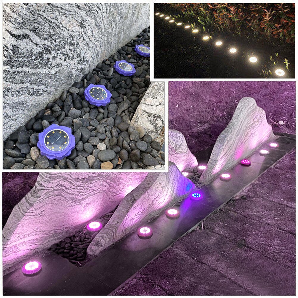 4 stücke Wasserdichte Gehweg Solar- Boden Lichter Heimat Dekor Bunte 8LED draussen Garten Treppen ABS Passagen Landschaft Rasen Einfahrt