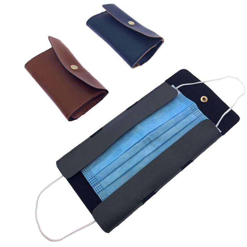 Portable PU Mask Storage Bag Disposable Face Mask Storage Case Container Foldable Recycling Mask Dustproof Cleaning storage bag