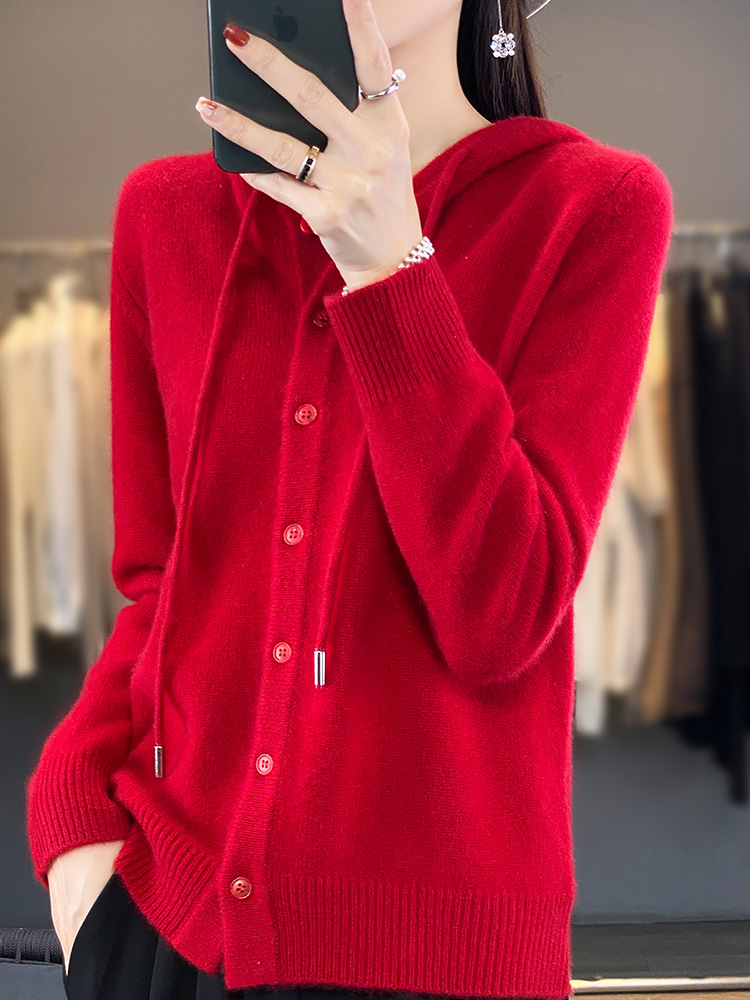 2025 novos cardigans de lã penteado camisola com capuz feminino manga longa malha outerwear senhora roupas de malha topos moda tendência casual