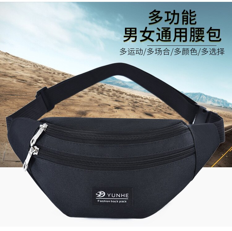 Waist Bag Female Belt Brand Waterproof Chest Handbag Unisex Fanny Pack Ladies Waist Pack Belly Bags Purse: Black