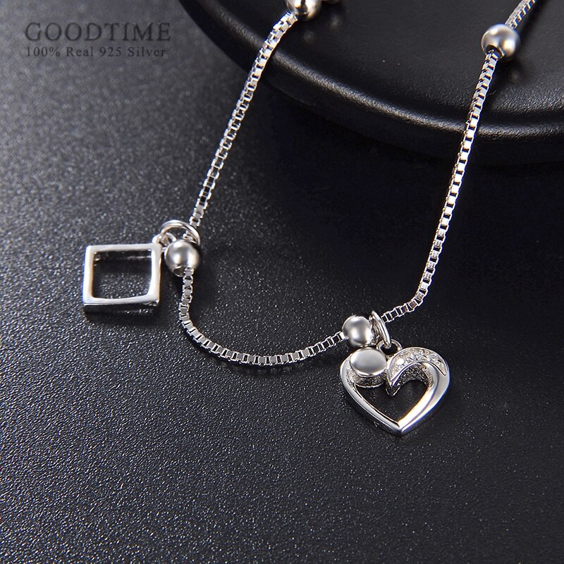 Vrouwen Enkelband Puur 925 Sterling Zilver Liefde Hart Zirkoon Enkelbandje Aan Dame Decoratie Sieraden Voet Accessoires Dress Up Voor Meisje