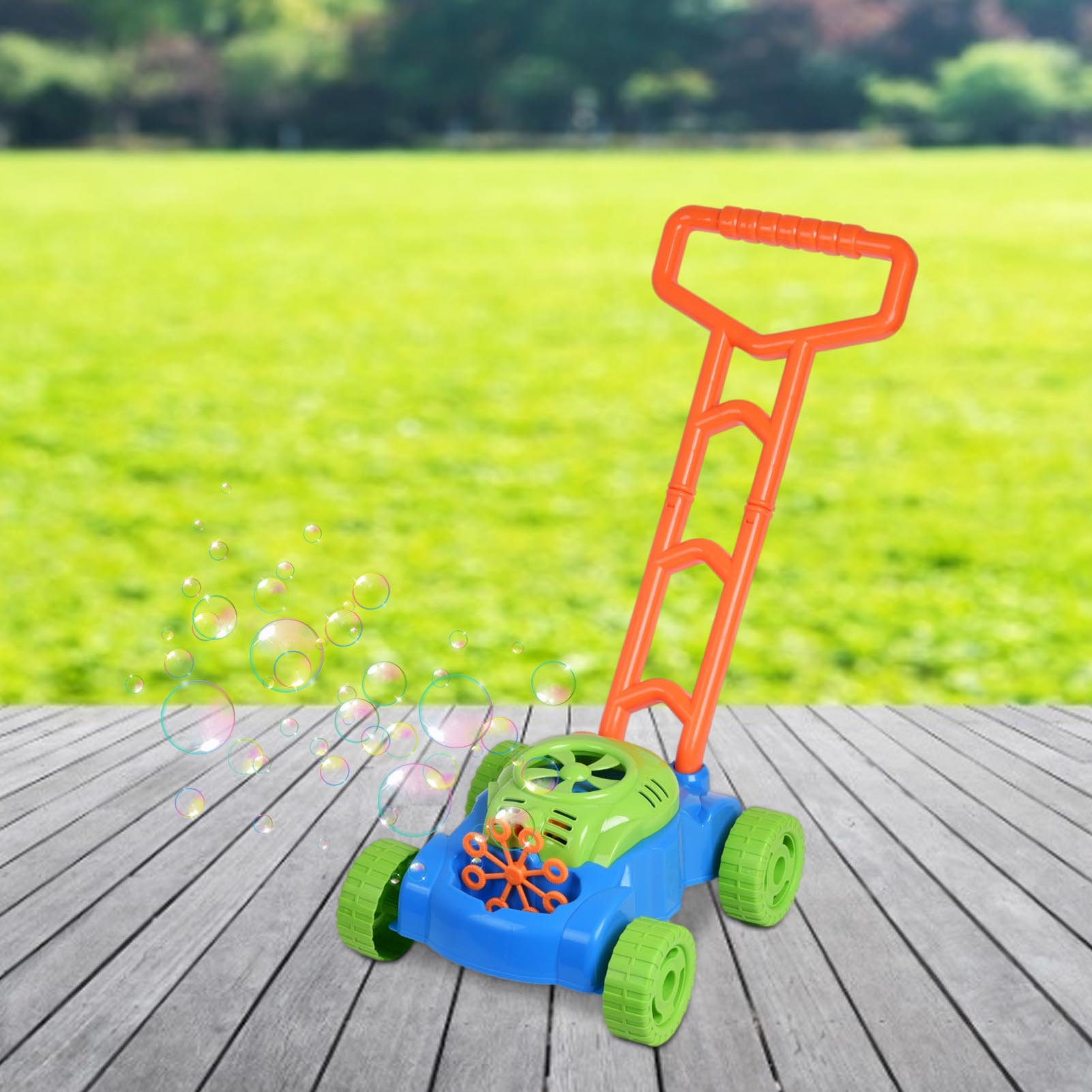 Zomer Outdoor Wandelaar Push Speelgoed Bubble Grasmaaier Plezier Elektronische Bubble Blower Machine Speelgoed Hand Push Bubble Auto Speelgoed