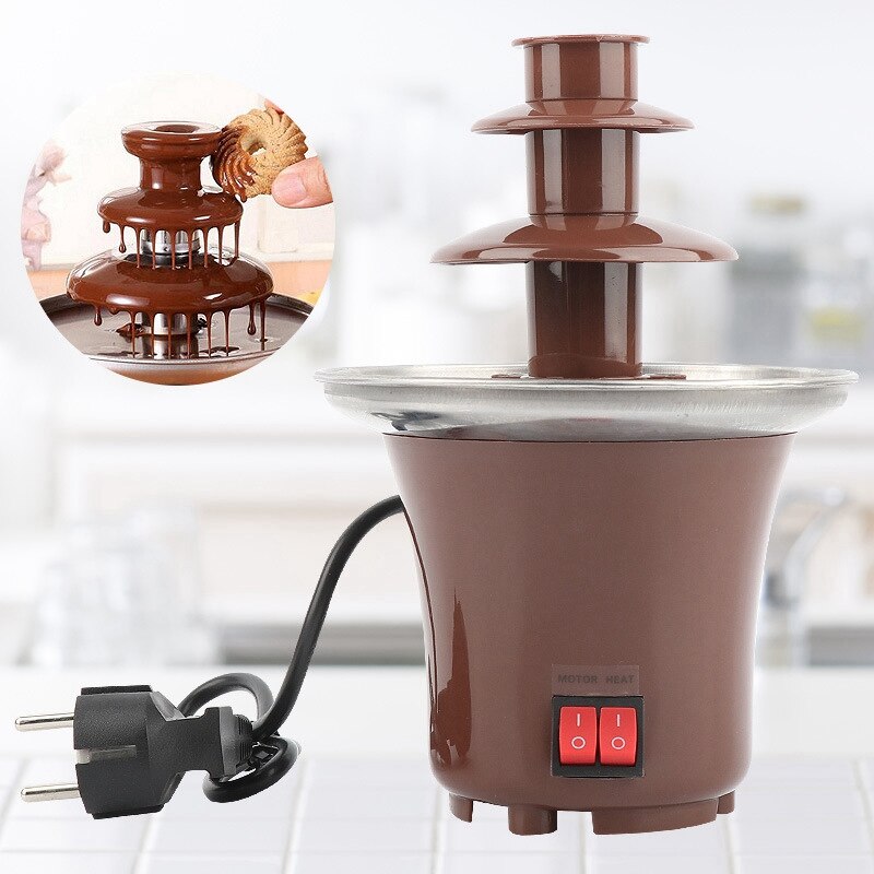 Mini chokolade fontæne tre lag chokolade smelte med opvarmning fondue maskine gør det selv smelte vandfald gryde smeltning til