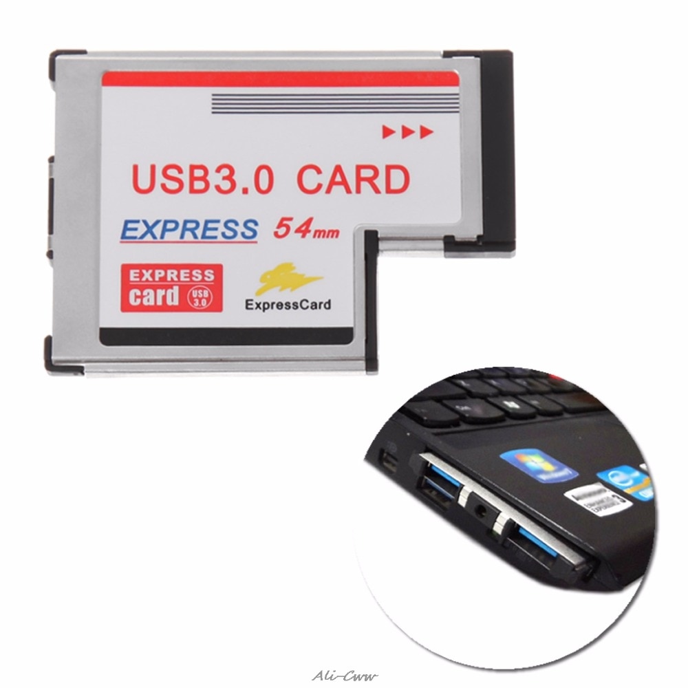 2 Dual Port Usb 3.0 Hub Express Card Express Card 54 Mm Verborgen Adapter Met Driver Cd Voor Laptop