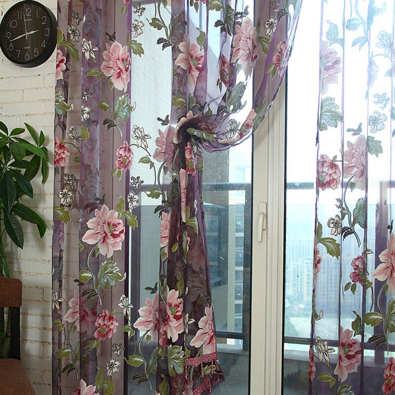 Tulle Rose pour rideaux de chambre à coucher pour rideaux de chambre et de Hall pour salon Tulle intérieur de pour la maison rideau romain doux: Red / W400xH200cm / Grommet-Beads