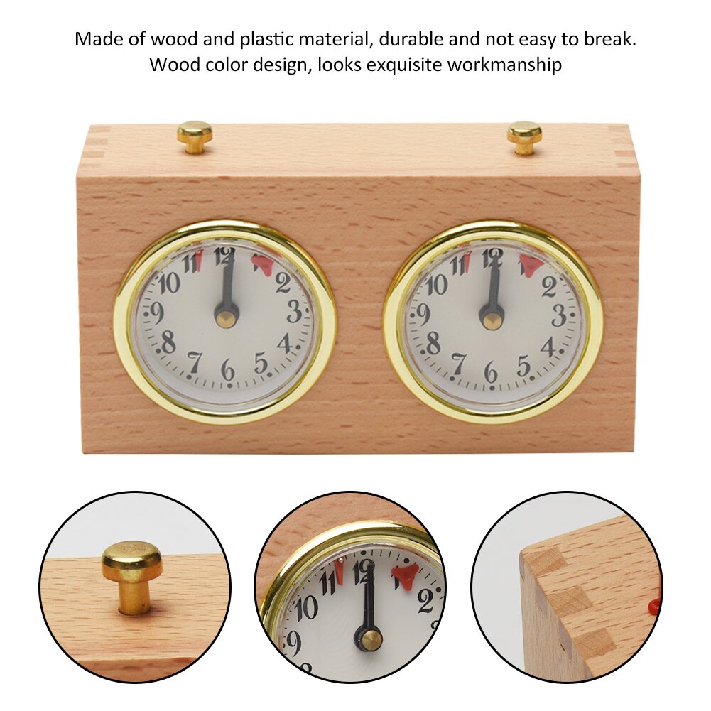 Easy Operate Tournament Chess Clock Compact Analog Accurate Mechanical Board Game Multifunction Timing Tools Competition Wooden