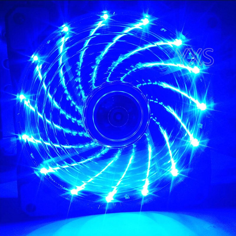 120mm PC computer case fan radiator cooler 16dB ultra-quiet blue with anti-vibration rubber, 15 LED heat dissipation 12CM fan: Blue